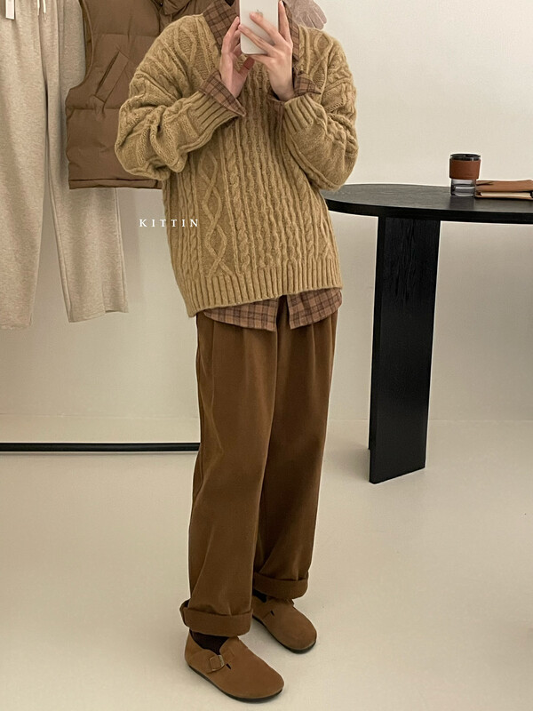 【KITTIN】Korean version textured fleece casual pants 9337# FHX