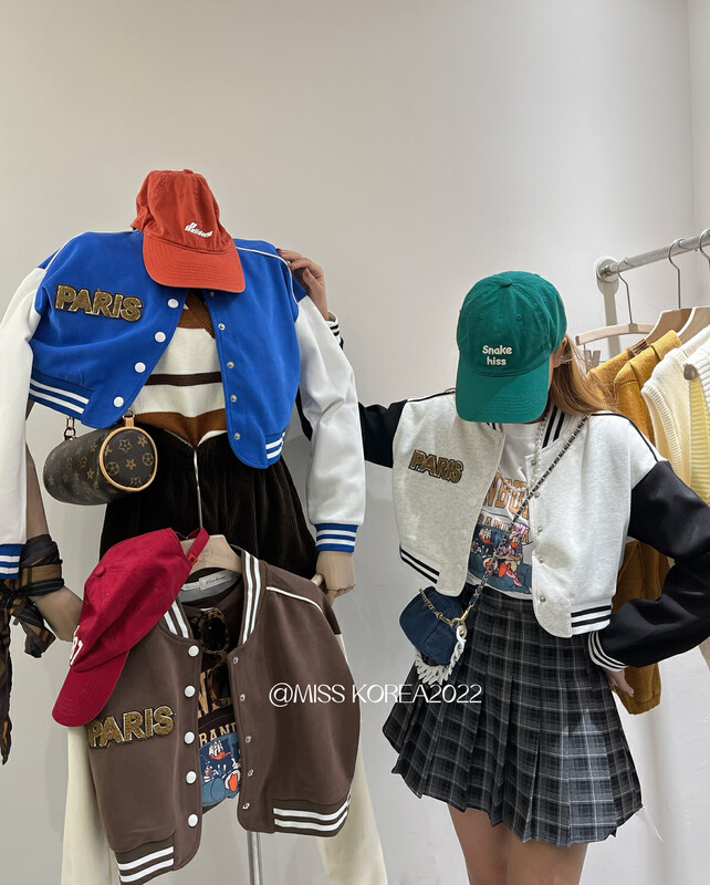 New autumn styles!  【MISS KOREA】Casual Loose Color Matching Baseball Uniform Short Jacket 9291# HBX