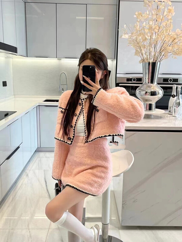【MI NI】Xiaoxiang style temperament short coat + high waist A-line skirt suit 9739# PCZ