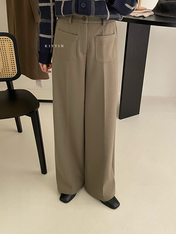 【KITTIN】Korean woolen double pocket casual trousers 9360