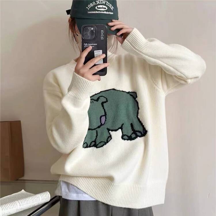 【MISS KOREA】Cute Hippo Pullover Warm Sweater 5416# HBX