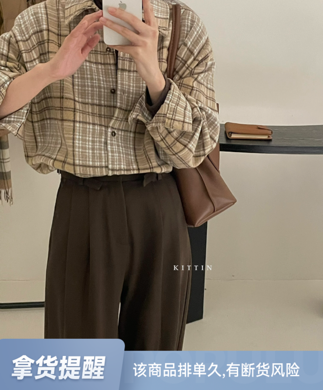 [KITTIN] Korean retro plaid shirt 8705