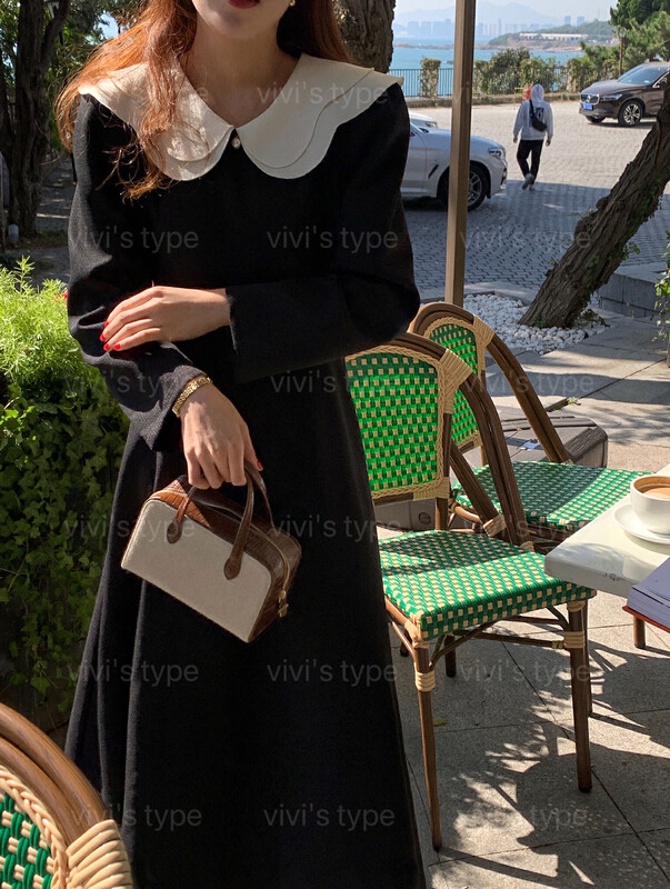 【VIVIS TYPE】French fragrance atmosphere lotus leaf collar dress 7870# HJY