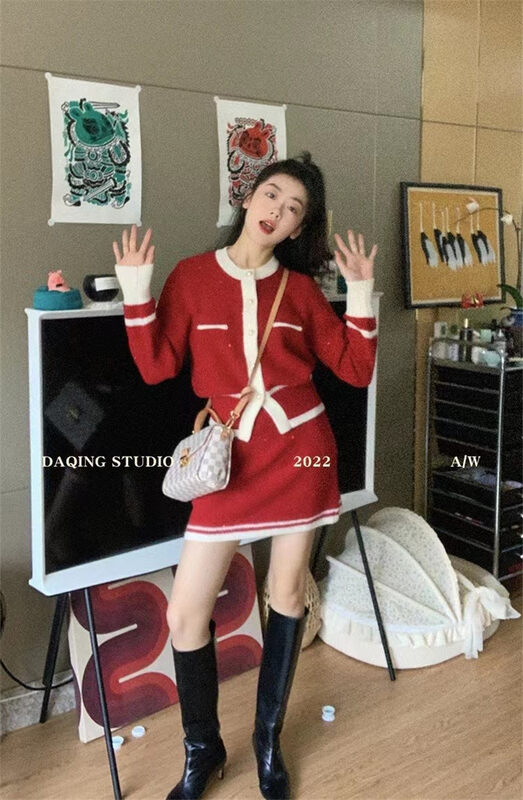 【MS STUDIO】Retro Style Fashionable Fragrant Style Short Jacket + Short Skirt Set 66159# PCZ