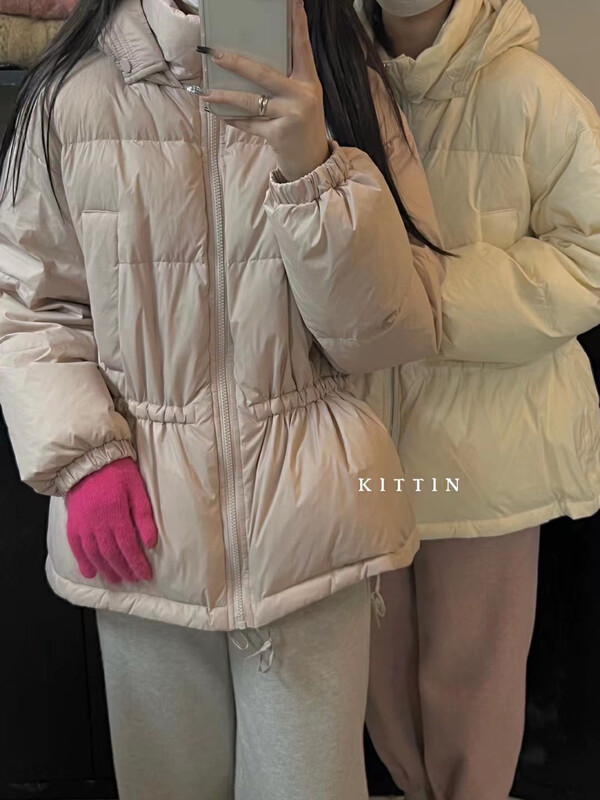 【KITTIN】韓系簡約收腰帶帽羽絨服羽絨服2190