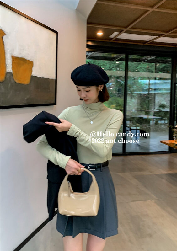 New in autumn! [CANDY Candy] High collar solid color all-match bottoming shirt YS1-7678# ZJY