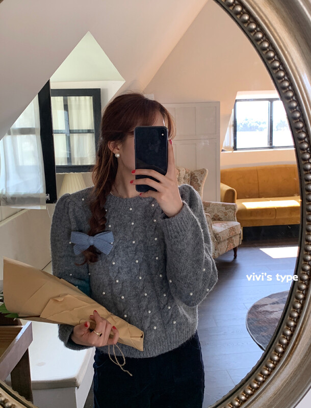 【VIVIS TYPE】Elegant atmosphere hand-beaded round neck warm sweater YS1-7313# HJY