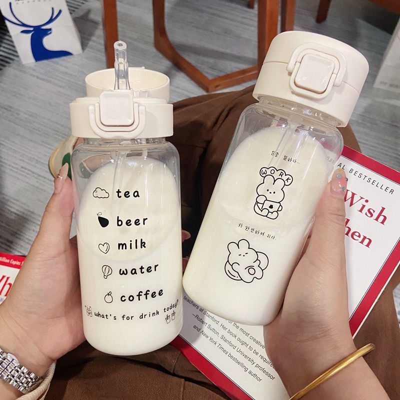 Cup high-value plastic straw water cup resistant to high temperature and drop-resistant students fresh net red simple niche cute Japanese
