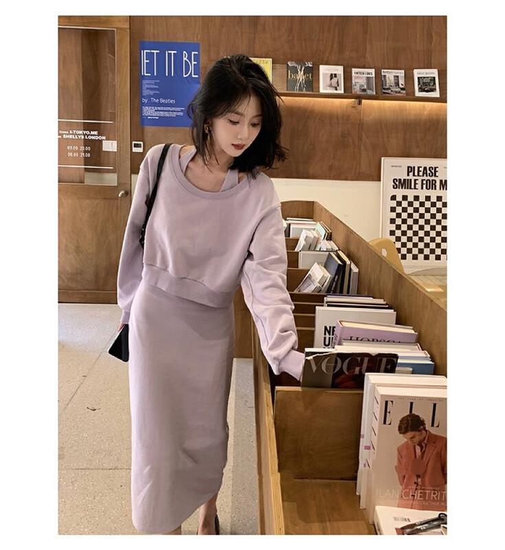 Original price 82.34! New winter models! [WGWE] design all-match sweater + halter neck dress gentle color suit 2768# FHX