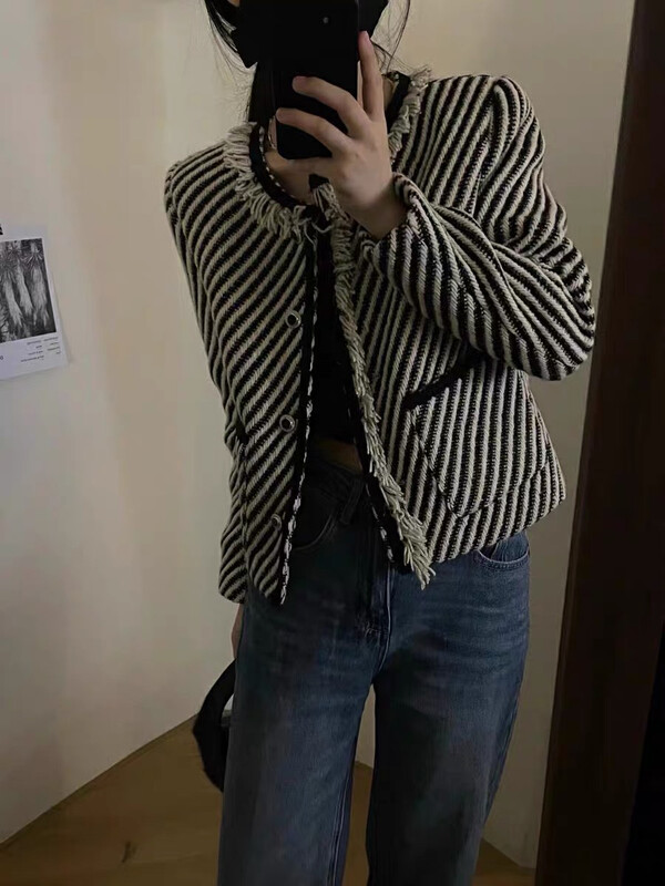 【WGWE】Korean style fashion herringbone small fragrance short jacket 2922# FHX