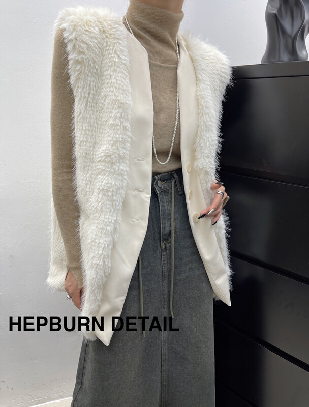 Original price 146.51! [HEPBURN Hepburn] Advanced furry vest loose slim jacket 5269