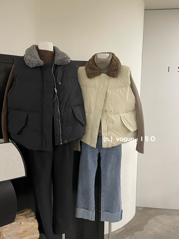 [ISO Korean style] Korean style foreign style fur collar loose vest warm down jacket (including 90% white duck down) 86069# HJY