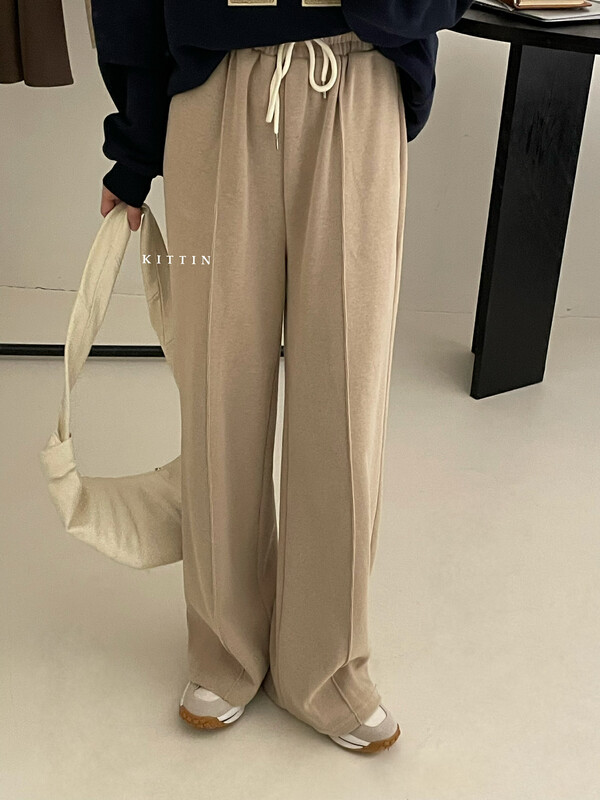 [KITTIN] Korean version of elastic waist wide-leg casual pants 9338