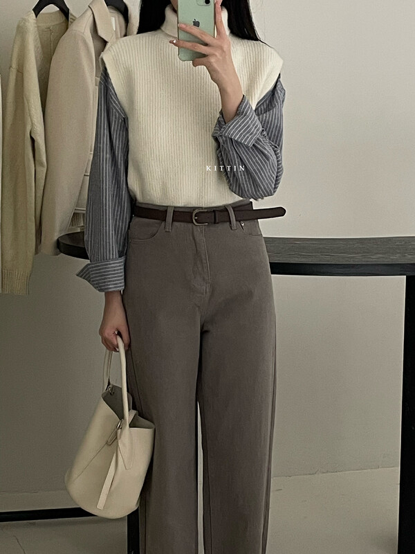 【KITTIN】Korean style high collar vest 0620