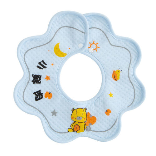 Baby saliva towel pure cotton waterproof male and female baby bib newborn saliva bib 360 degrees rotatable petals
