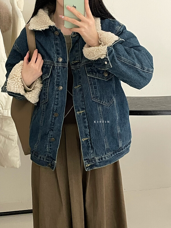 【KITTIN】Korean style thickened denim jacket 2173