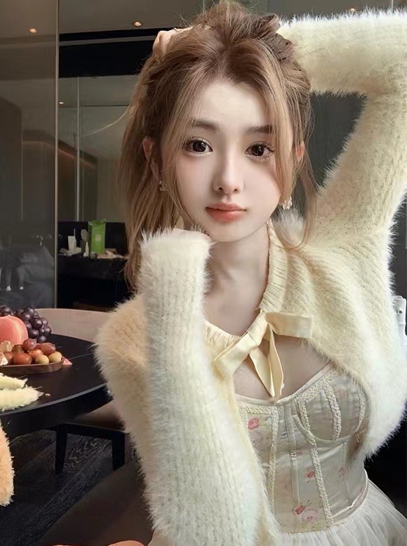 【MS STUDIO】Korean style solid color imitation mink wool knitted cardigan 3740# PCZ