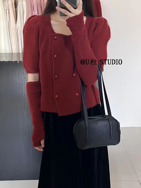 【U grain】Korean style design with broken sleeves year style warm sweater 3398# FHX