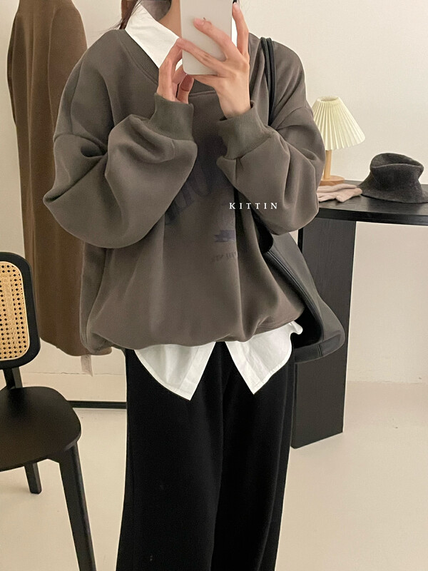 【KITTIN】Korean version fake two-piece letter sweater 3169