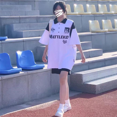 Shorts casual fashion suit female summer sports a set of students loose POLO shirt two-piece suit tide