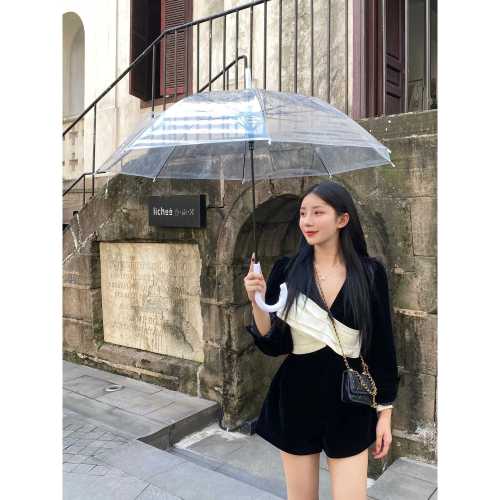 2021 new autumn suit color matching casual high street style jumpsuit female Korean version of the net red niche shorts