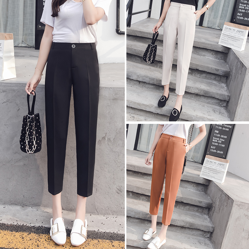 Real shot suit Harlan pants women show thin casual Capris pants high waist small feet suit pants large women's pants