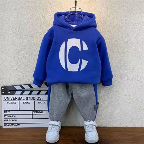 Boys Korean version of the hooded sweater 2022 new autumn and winter children's clothing baby simple trend middle and small children's all-match tops tide