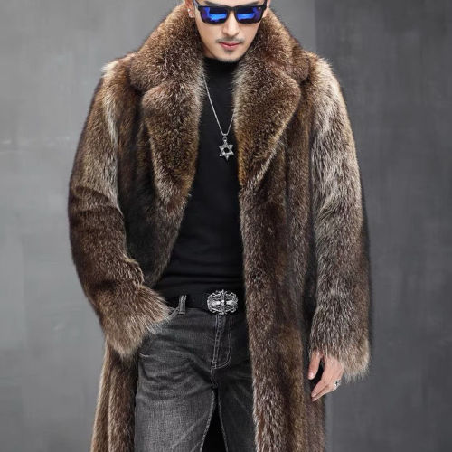 Small raccoon American raccoon natural color mink fur coat imported from North America Suit collar long windbreaker warm seat mountain sculpture 2021 【Delivery within 7 days】