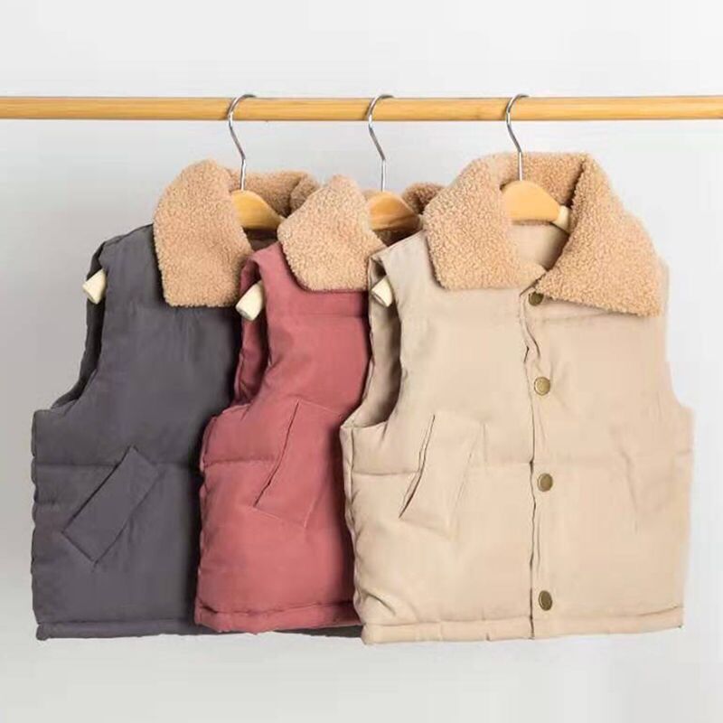 Boys and girls thickened velvet vest shoulder autumn and winter clothing for big children children's clothing 2022 new Korean version of the little boy's vest