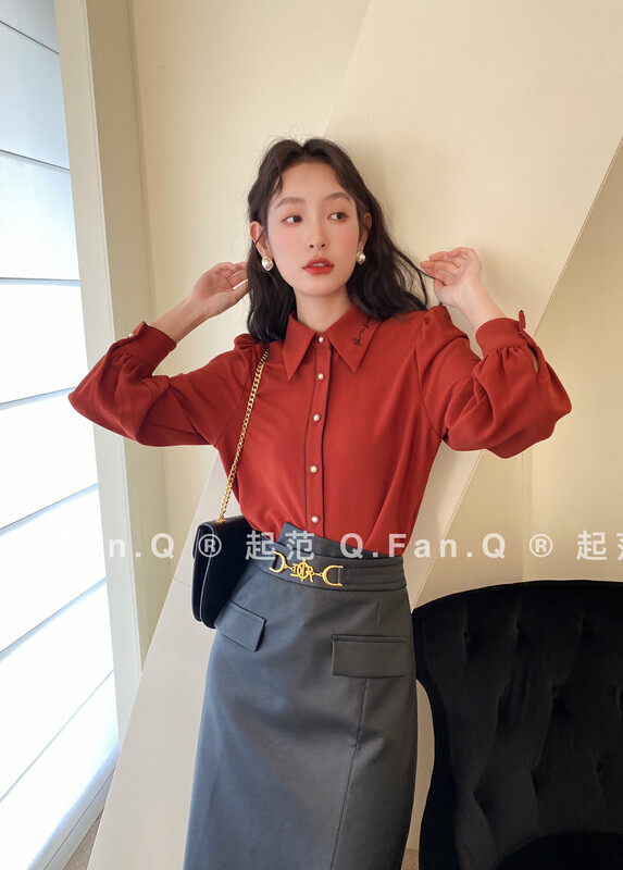 [Qifan] Retro Embroidery High-quality Shirt 80510# JHY
