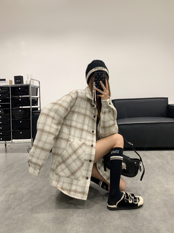 Original price 188.99! 【VANESSA】Plaid Korean long-sleeved coat 8966# OZQ