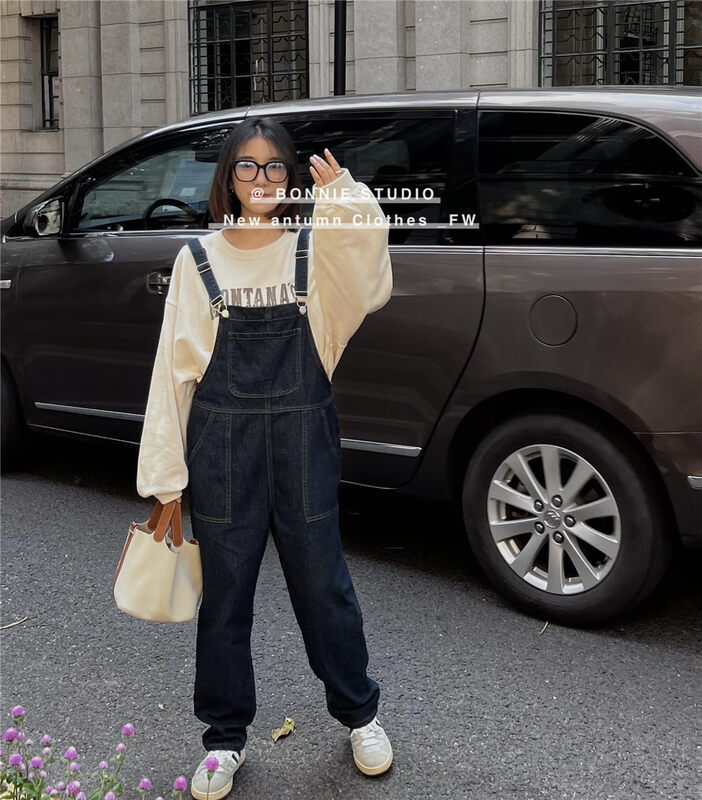 【BONNIE】Small foot daddy pants all-match denim overalls 2607# XJ