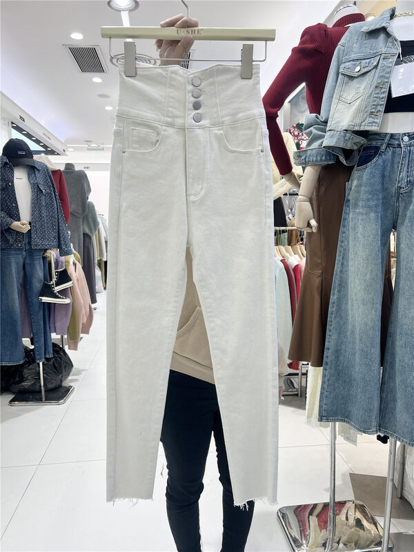 [U.SHE] High waist and small feet look thin and all-match jeans YS2-002# JJ