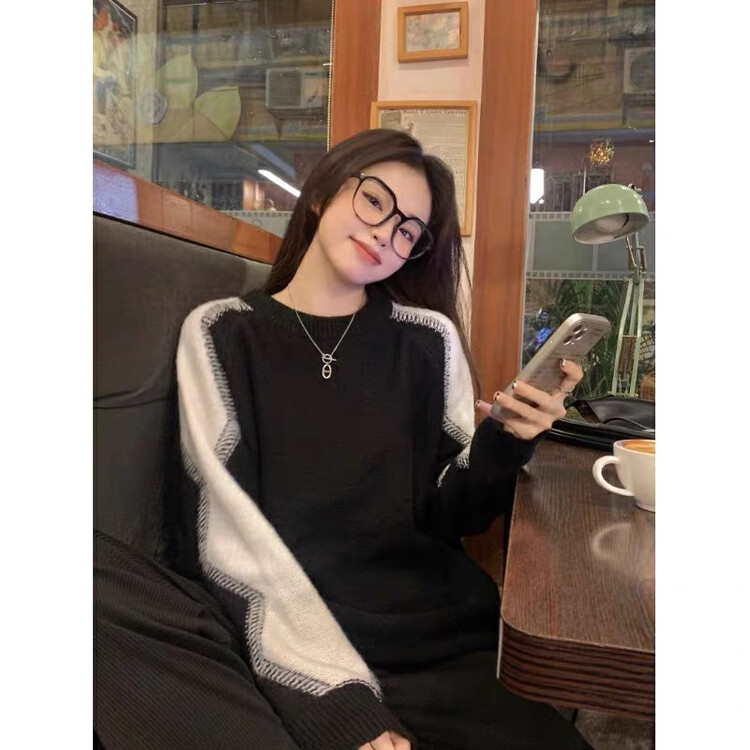 [Huaxi] Warm sweater with irregular stitching and color contrast 9911# PCZ