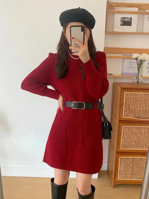 【Huaxi】Retro Knitted Dress 1129# PCZ