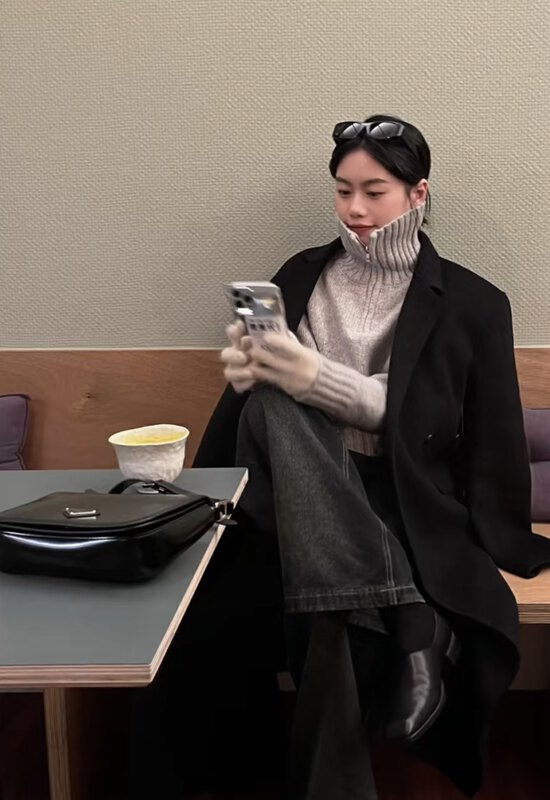 【IN.CHOOSE U】High collar solid color comfortable and versatile warm sweater 67363# CQW