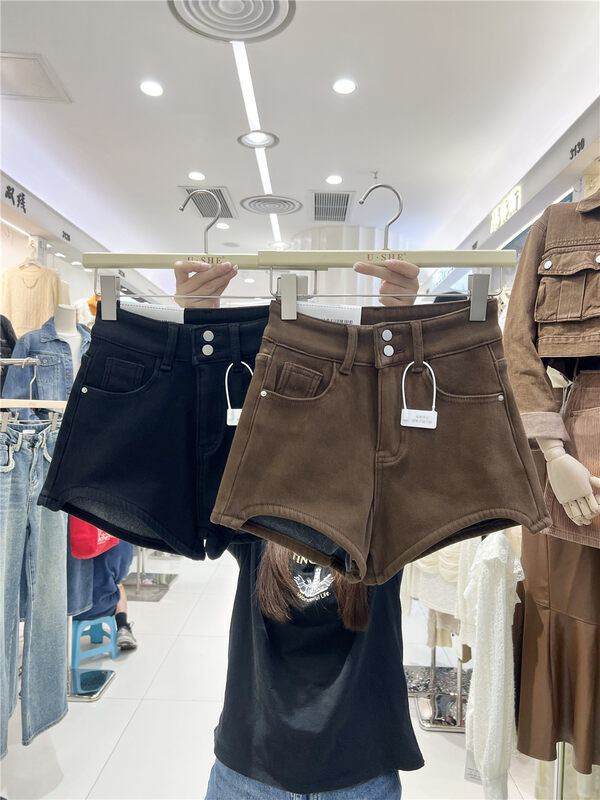 【U.SHE】High-waist slimming all-match denim shorts 83267# JJ