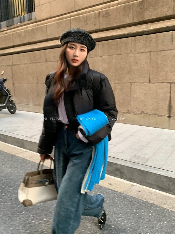 [ONIVINTAGE Oni] placket stitching short down jacket down jacket OW226Y6569