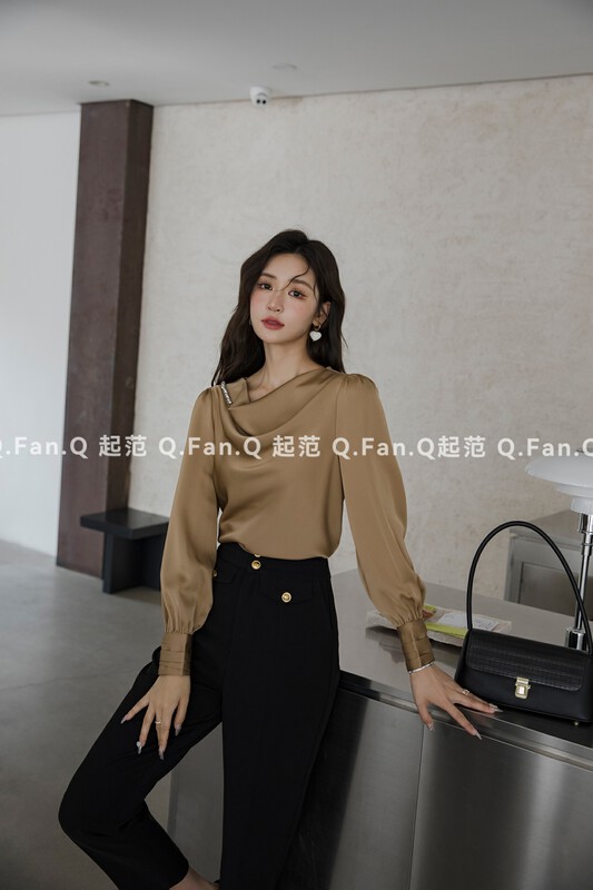 [Qifan] Solid color light familiar design shirt F80308# JHY
