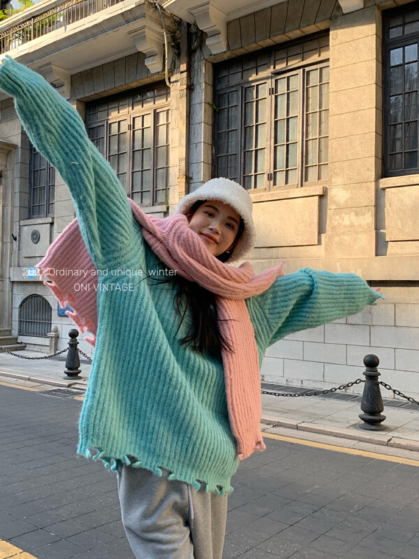 [ONIVINTAGE Oni] V-neck pullover velvet sweater sweater OYW226N6654