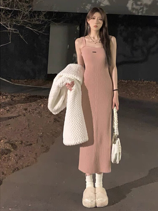 [Huaxi] Slim Tank Dress with Design Sense Decoration 1022# PCZ