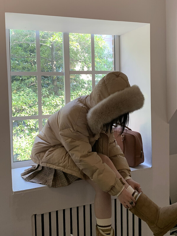 【ONIVINTAGE】Hooded real fur collar short warm down jacket (with fur collar fox fur real fur detachable) OYW226N6709# CQW