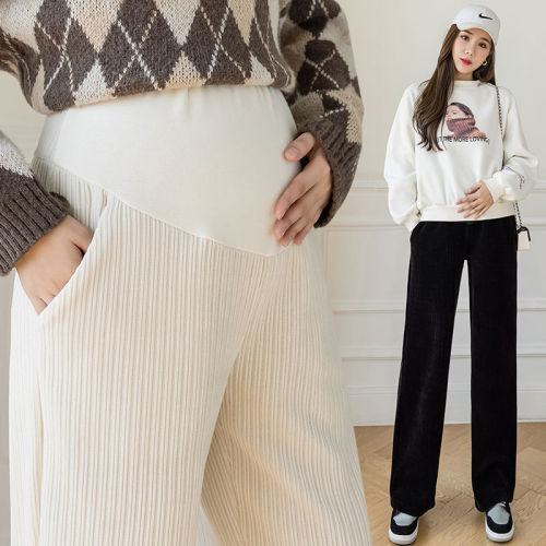 Pregnant women's pants spring and autumn Korean style fashion outerwear pregnant women wide-leg pants casual all-match loose autumn and winter clothes pregnant women's pants