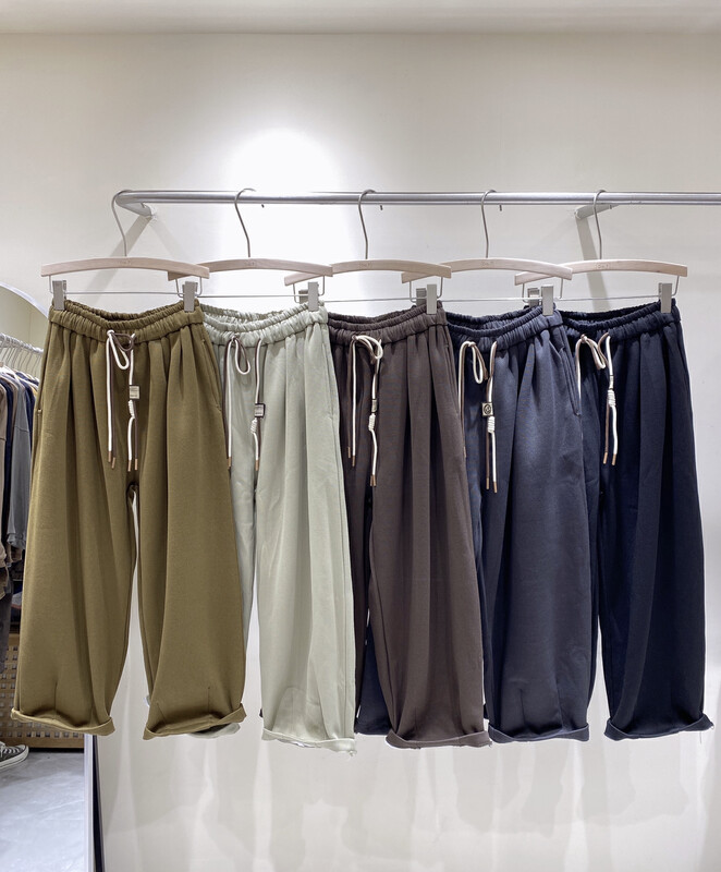 【DA.7】Retro Plush Thickened Elastic Waist Casual Pants 6182-# LSL