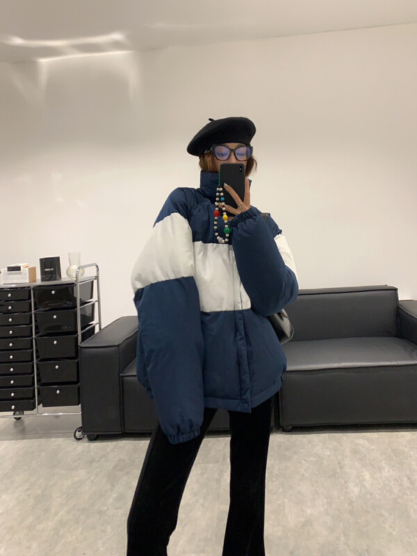 【VANESSA】Korean contrast color mid-high collar thickened warm padded jacket 8926# OZQ