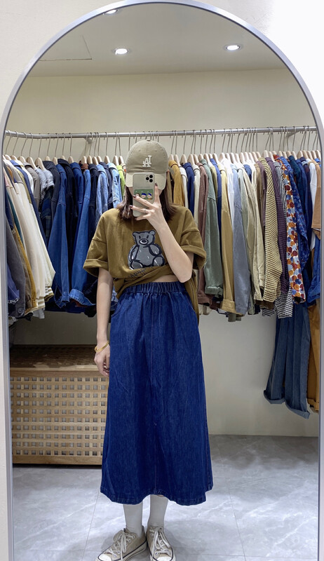 【DA.7】Simple solid color mid-length skirt YS1-6187# LSL