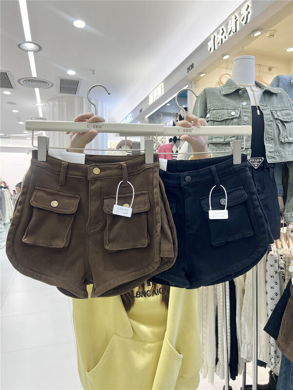【U.SHE】High waist and slim all-match denim shorts 83269# JJ