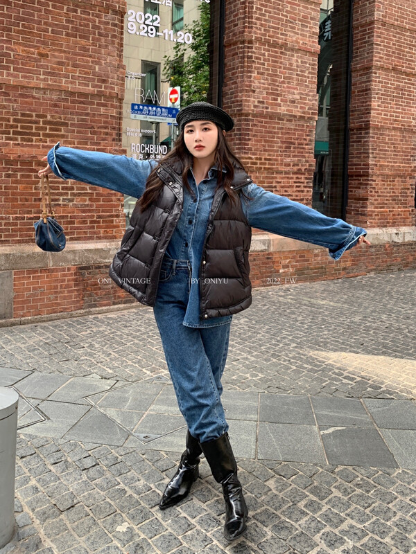 [ONIVINTAGE] Korean simple single-breasted vest down jacket OW226Y6576