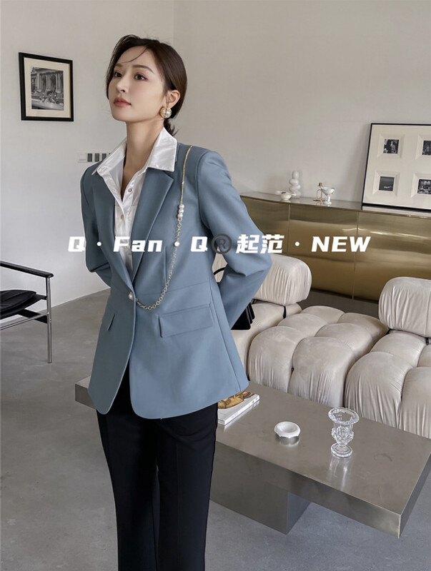 The original price is 167.94! 【Qi Fan】Fashionable clean version slim fit suit (with brooch) F7623# JHY