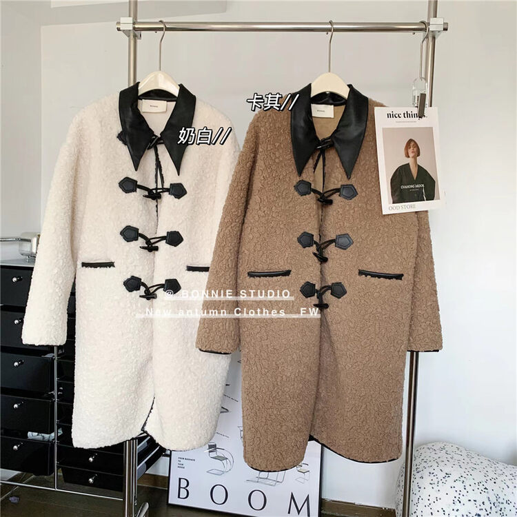 【BONNIE】Horn button velvet long coat 2662# XJ